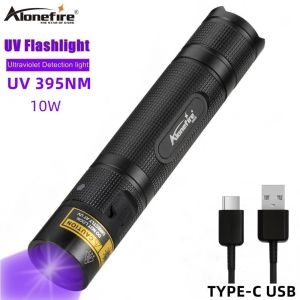Alonefire SV005 395nm UV Led Flashlight Ultraviolet Flashlight Invisible Torch for Pet Stains Marker Check UV light