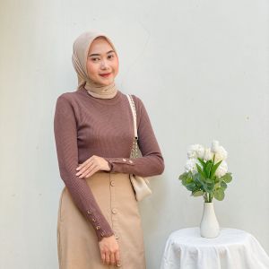 Dostifashion Vania Inner | Atasan Rajut Kekinian Wanita Lengan Kancing Premium