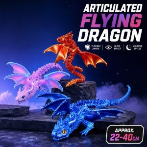 3D Printed Flying Dragon Fidget Toy Fully Articulated Flexible Winged Dragon Figure Stress Relief Decor Gift For Dragon Fans Collectors Kids
