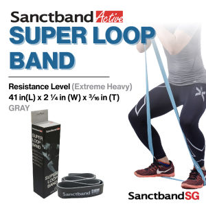 Sanctband Active Super Loop Band Gray Colour Exercise Bands Extreme Heavy Level Resistance Bands Assist Pull Up Bands Powerlifting Bands