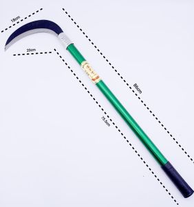 เคียวเหล็กเมกานิสแท้ ด้ามเหล็กด้ามยาว คมกริบ ใช้สำหรับตัดหญ้า ตัดแต่งกิ่งไม้ สวน ขอถางหญ้า