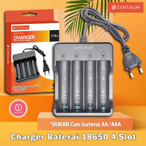 Centrium Charger Baterai 18650 Auto Cut Off 4 Slot Cas Casan Batre Besar Otomatis LED indikator C18J