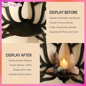 [Hill Angelia] 1Pc Lotus Shelf Display Essential Oil Rack Candles Stone Floating Wall Shelf Modern Home Decoration Wall Decor Gift