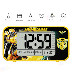 Tôi Biết 100% đồng hồ báo thức đồng hồ kỹ thuật số Hello Kitty đích thực với đèn phát sáng ban đêm Đồng hồ trẻ em chống rơi hiển thị nhiệt độ sạc USB hỗ trợ sử dụng không dây/có dây