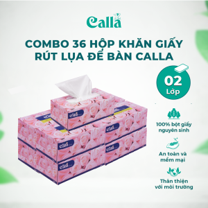 Combo 36 hộp khăn giấy lau mặt hoa hồng Calla Family 2 lớp x 180 tờ/hộp mềm mướt như nhung nhập khẩu Mỹ