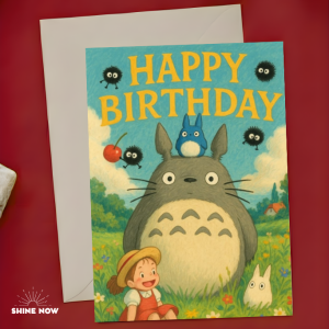 Totoro Happy Birthday Card Cute Anime Birthday Card Gift