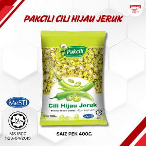 Pakcili Cili Hijau Jeruk – Pickled Green Chilies | Halal | 400g / 1.5kg