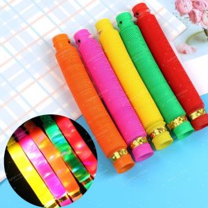 Halloween Decoration Pop Tubes LED Flash Sensory Retractable Glow Sticks Luminous Adult Stress Relieve Bellows Squeeze National Party Toys