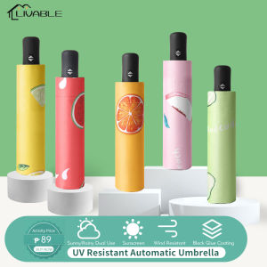 LIVABLE UV Protection Umbrella Automatic Folding Umbrellas Rain Sunscreen Umbrella Men Women Portable Travel Umbrellas