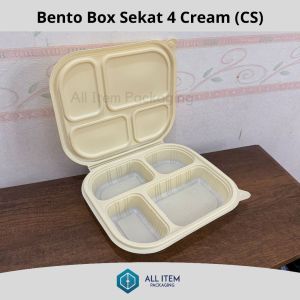 Bento Box Sekat 4 Cream Merk CS isi 25 Pcs / Wadah Makanan Kotak Catering Makan Premium Quality