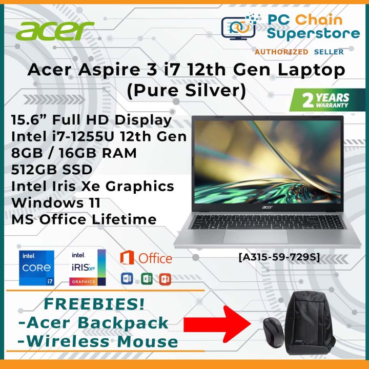 Acer Aspire 3 A31559729S Pure Silver Laptop 15.6" FHD / Intel i7