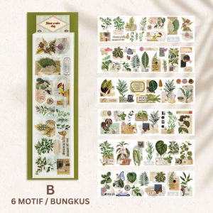 (6 Lembar) Stiker Tanaman Estetik DIY Design Dekorasi Buku Scrapbook Kreatif STK2008