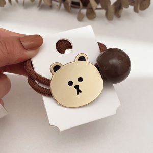 Korean Cute Rabbit Bear High Elastic Rubber Band Head Rope Ponytail Smiley Hair ring simple ins Hair Bands