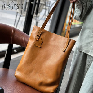BeeGreen Women 100% Soft Genuine Leather Tote Bag High Quality Minimalist Shoulder Bag Large Capacity Commuter Bag Elegant Underarm Bag with Detachable inner bag