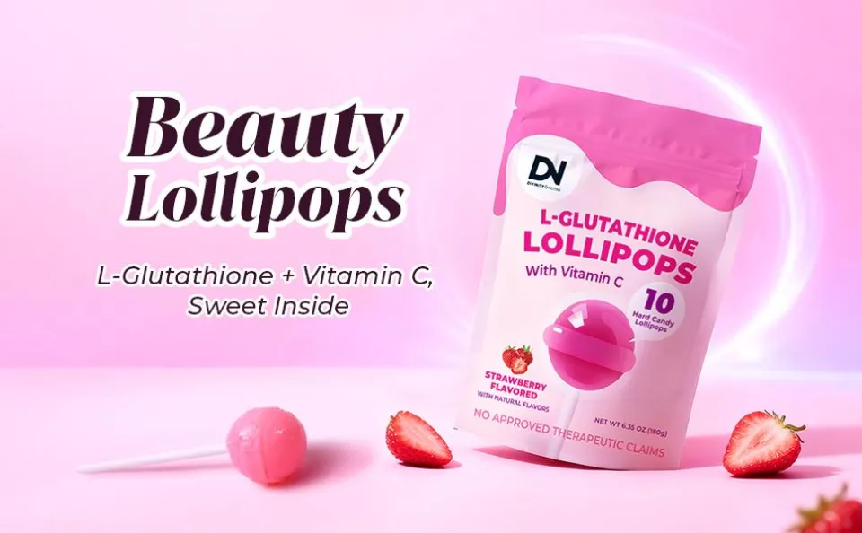 glutathione lollipop Divinity Nutra L - Lollipops with Vitamin C Whitening ,500mg Hydrolyzed Collagen Peptides VIP_Membership