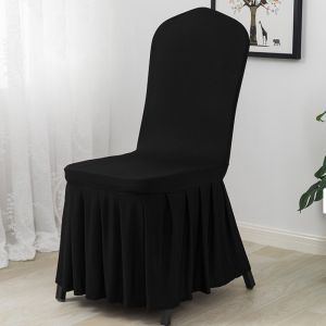 Banquet chair cover elastic skirt sarung kerusi 8 color dining wedding hotel decor tahan lama