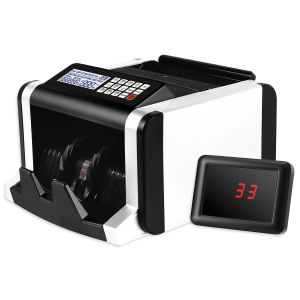 Money Counter Machine With Detector Fake Money Detector Banknote Bill Counter UVMG LCD Display value money counting machine Money Bill counter Total Value Mix Counting Machine for Banks Supermarket Store