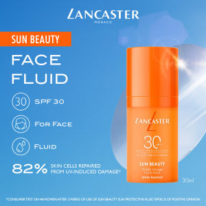 Lancaster Sun Beauty Face Fluid SPF30 30ml | Non-Greasy No Whitecast Velvety Finish | Lightweight Makeup-Compatible