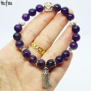 [XẢ KHO GIẢM SÂU] Vòng tay đá thạch anh tím 8mm mix charm bạc 925 cao cấp