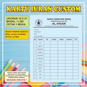 Kartu Iuran SPP Infaq Angsuran Arisan Custom Zain Grafika