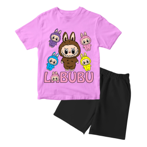 Baju Setelan Kaos Anak Karakter Labubu Anak Laki Laki dan Perempuan Lucu Usia 1 - 10 Tahun DTF