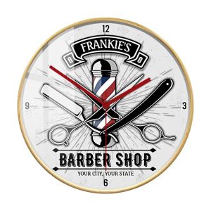 xpkQ Custom Name Barber Shop Business Sign Wall Clock For Man Cave Hairdress Accessory Decorative Personalized Hairstylist Wall Watch 4Y1Z7