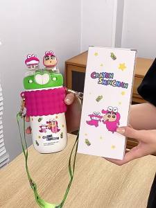 Crayon Shin-chan Insulated Water Bottle for Children 2025 New Double Drinking Water Cup with Straw Cute Water Bottle for Girls High Appearance