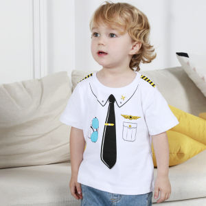 T Shirt for Baby Boy Fireman Costume for Kids Boy Police Novelty Tees Cotton Astronaut Tops Pilot Holloween Prince Photography Clothes Racer Cosplay