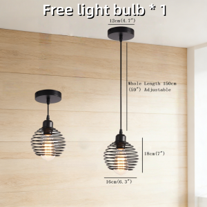 [FREE BULB]Spring Iron Cage ceiling light pendant light lamp drop light Chandelier with E27 LED bulb Living Room For Bar Table Lamp Kitchen Restaurant Bedroom