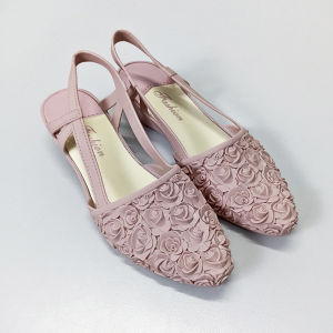 Wolf.id SPT-75 Sepatu Sandal Slip-On Tali Low Heel Wanita Shoes Kasual Motif Bunga Kekinian BISA COD