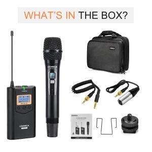 Handheld Wireless Microphone System COMICA CVM-WM100H Professional UHF 48 Channels Mic 328ft Range for Camera Camcorder Smartphone Video Recording Interview Official Original