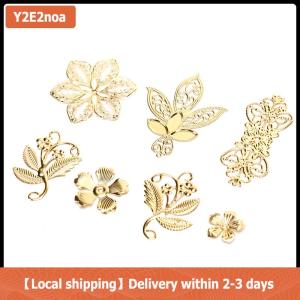 【Local shipping】 50Pcs Vintage Metal Leaf Filigree Flower Slice Charms DIY Craft Jewelry Making