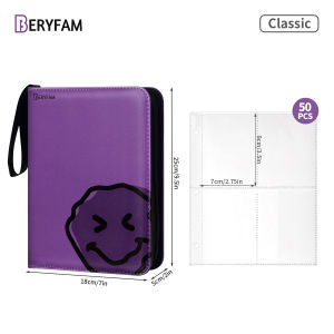BERYFAM Binder Zipper Album 400/900 Pocket Pokemon Lomo Card Binder Photocard Leather Binder Sleeves Blueberry Series