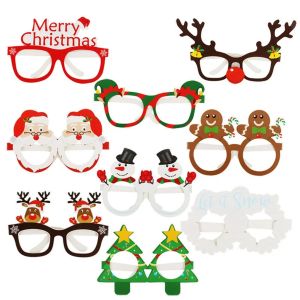 FFBH Santa Claus Snowflake Reindeer Design Christmas Celebration Accessories Christmas Party Glasses Photos Props Festival Glasses H5K8Q