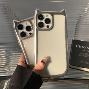 3D Cat Ear Frame Phone Case for IPhone 11 15 14 13 12 Pro Max 7Plus 8 Plus XR XS X Transparent Shockproof Soft Cover