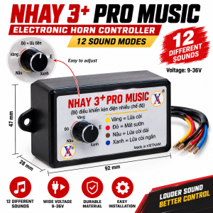 NHAY 3+ Pro Music Electronic Horn Controller 12–24V DC – Multi-Sound Motorcycle Horn Control Module with Adjustable Knob