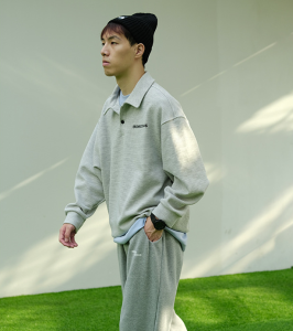 IELGY mens loose polo collar design niche shirt