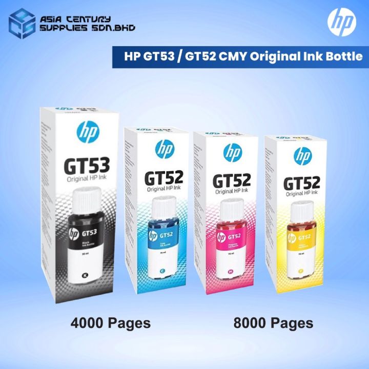 HP GT53 / GT53XL Black / GT52 Cyan Magenta Yellow Original Refill Ink ...