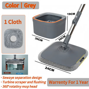 CLEAN STORE Self-Wash Spin Mop with Bucket|360° Rotating|Clean/Dirty Water Separation|Turbo Flushing|Microfiber Cloth