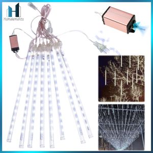【Homelements】 8Pcs 30CM LED Meteor Shower Rain Lights Wear Resist Dynamic Fairy String Light IP65 Waterproof Tubes Meteor Rain Light for Wedding Garden Street