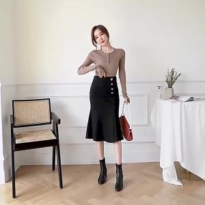 Oversized Long Black Skirts Womens Fashion High Waist Mermaid Faldas Largas Mujer Korean Clothes Women Elegant Office Skirt