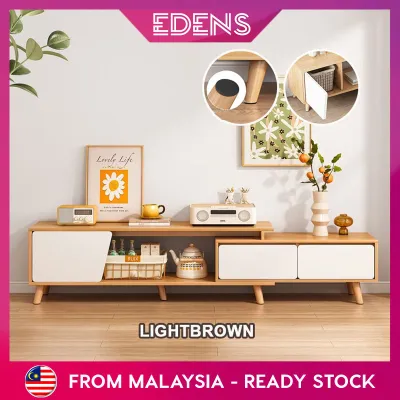 Edens Living Room TV Cabinet Storage Retractable Floor Drawer Wood With Legs Side Table Rak TV - Fulfilled by Edens