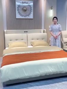 Leather And Solid Wood Bed Frame Luxury Storage Bed Frame With Mattress Queen Bed Frame King Bed Frame