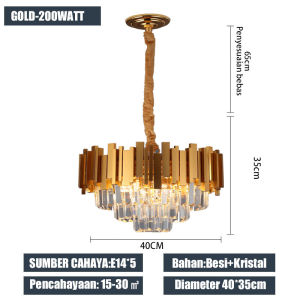 STARLIGHT Lampu Gantung Rumah Kristal Dekorasi Kamar Tidur Lampu Nordic Bulat Ruang Tamu Lampu Langit-langit Tinggi