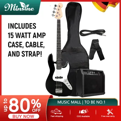 Minsine Jazz Bass Guitar G-B1-4-String Electric Guitar bass with FREE Gigbag Strap Cablebass guitar with amplifierelectric bass guitar full set on sale