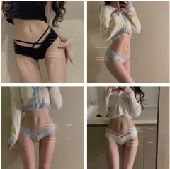 Japanese Ice Silk Seamless Thong Women's Transparent Lace Ice Silk