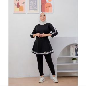 Setelan Gymnastik Olahraga Wanita - Baju Kaus & Legging Pinggang Elastis Nyaman Warna Neon