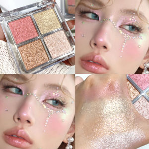 【Natural style】Famoty Four-Color Diamond High-Gloss Glitter Palette Eye Shadow Palette Womens Cosmetics