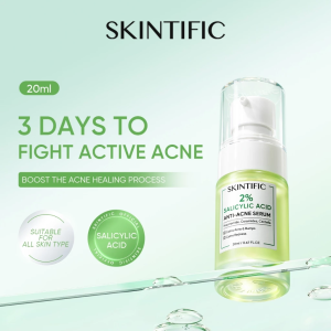 SKINTIFIC 2% Salicylic Acid Anti-Acne Serum Active Acne Fighting Pore Unclogging Redness Calming Bump Relief Sebum Control 3 Days Acne Recovery Facial Essence 20ml