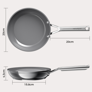 Naturepan Non-Stick Ceramic Frying Pan 28cm Deep with lid Wok Diamond-Titanium Reinforced Kawali Suitable for All Stoves